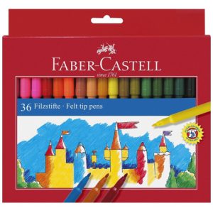 ESTUCHE CARTÓN 36 ROTULADORES ESCOLARES FABER CASTELL 554203