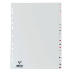 ÍNDICES ALFABÉTICOS PLÁSTICO A4 A-Z 20 POSICIONES COLOR GRIS ELBA 100204725