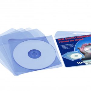 CAJA 100 FUNDAS PVC CRISTAL CD/DVD 125x125MM + SOLAPA IBERPLAS 479D100
