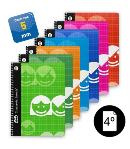 CUADERNO BASICO FORMATO 4º 40 HOJAS RAYADO 5 MM SURTIDOS LAMELA 07005