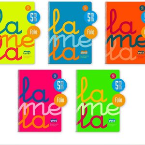 CUADERNO FOLIO PLASTIC RAYADO 5 MM 80 HOJAS 90 GRS COLORES SURTIDOS LAMELA 7FTP005S