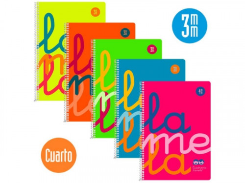 CUADERNO CUARTO FLÚOR POLIPROPILENO RAYADO 3 MM.COLORES SURTIDOS LAMELA 7CTP003S