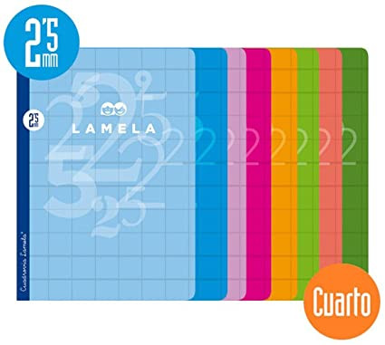 LIBRETA CUARTO 50 HOJAS RAYADO 2,5 MM-COLORES SURTIDOS LAMELA 06C002