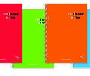 CUADERNO ESPIRAL SERIE SUPERBLOCK EXTRA TAPA DURA 90 GRS. A-4 (210X297MM.) MICROPERFORADO 120 HOJAS CUADRÍCULA 5X5 + GRECA SURTIDO PACSA 16366
