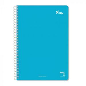 CUADERNO SERIE XTRA 60GR.TAPA CONTRACOLADA FOLIO (215X310MM.) 80 HOJAS CUADRÍCULA 4X4 COLOR AZUL PACSA 16070