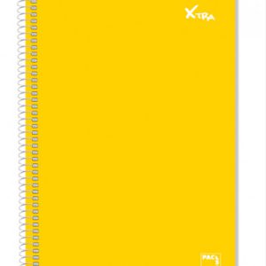CUADERNO SERIE XTRA 60GR.TAPA CONTRACOLADA FOLIO (215X310MM.) 80 HOJAS CUADRÍCULA 4X4 COLOR AMARILLO PACSA 16050