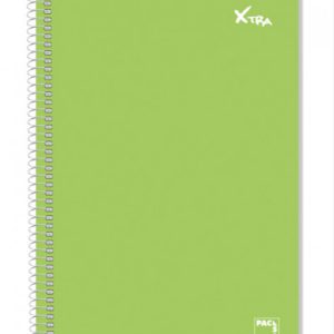 CUADERNO SERIE XTRA 60GR.TAPA CONTRACOLADA FOLIO (215X310MM.) 80 HOJAS CUADRÍCULA 4X4 COLOR VERDE OSCURO PACSA 16078