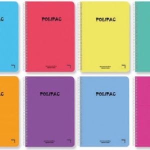 CUADERNO SERIE POLIPAC TAPA POLIPROPILENO FOLIO (215X310MM.) 80 HOJAS CUADRÍCULA 4X4 8 COLORES SURTIDOS PACSA 16952