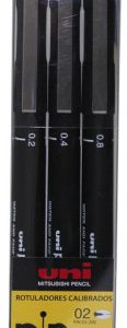 ESTUCHE 3 ROTULADORES CALIBRADOS 2/4/8MM. UNIPIN UNI-BALL 182634338
