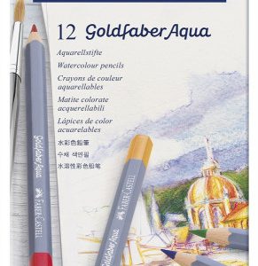 ESTUCHE DE METAL CON 12 LÁPICES DE COLORES ACUARELABLES GOLDFABER. FABER CASTELL 114612