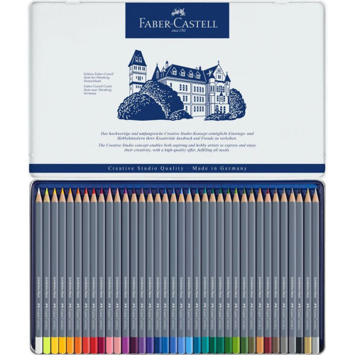 ESTUCHE DE METAL CON 36 LÁPICES DE COLORES ACUARELABLES GOLDFABER. FABER CASTELL 114636 - Imagen 2