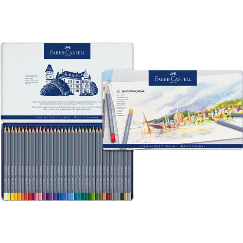 ESTUCHE DE METAL CON 36 LÁPICES DE COLORES ACUARELABLES GOLDFABER. FABER CASTELL 114636 - Imagen 3