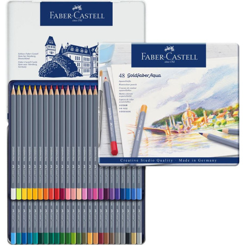 ESTUCHE DE METAL CON 48 LÁPICES DE COLORES ACUARELABLES GOLDFABER. FABER CASTELL 114648 - Imagen 3