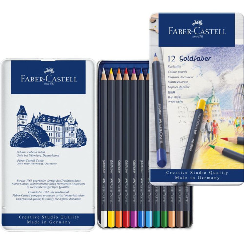 ESTUCHE DE METAL CON 12 LÁPICES DE COLORES GOLDFABER. FABER CASTELL 114712 - Imagen 3
