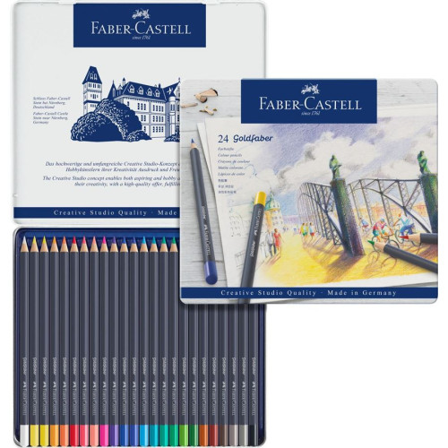 ESTUCHE DE METAL CON 24 LÁPICES DE COLORES GOLDFABER. FABER CASTELL 114724 - Imagen 3