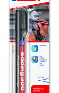 BLISTER MARCADOR PERMANENTE CON PUNTA REDONDA. COLOR: NEGRO. EDDING E-300/1-01