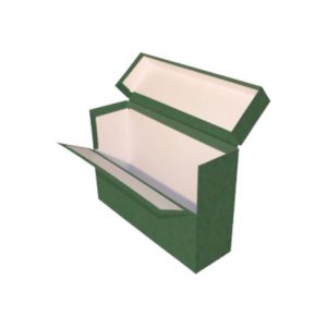 CAJA TRANSFERENCIA FOLIO DOBLE LOMO CARTON FORRADO EN GELTEX (39X25,5X20 CM) VERDE MARIOLA 1689VE