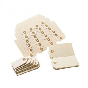 CAJA 1000 ETIQUETAS SUELTAS CON ARANDELA 70X120 MM. SIN CUERDA PARDO 132122