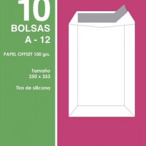 PAQUETES DE 10 BOLSAS BLANCAS, CON TIRA DE SILICONA TAMAÑO 250X353 100 GRS. SAM 665108