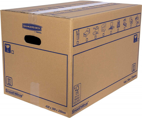 CAJA DE MUDANZA MONTAJE MANUAL M 430X300X250. CARTÓN SIMPLE BANKERS BOX 6208301