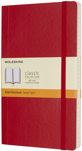 LIBRETA CLASICA TAPA BLANDA ROJO ESCARLATA L (13X21CM) RAYADA MOLESKINE QP616F2
