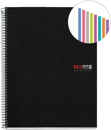 CUADERNO ESPIRAL NB-8 A4 200 HOJAS 5X5MM POLIPROPILENO NEGRO MIQUELRIUS 42006 - Imagen 2