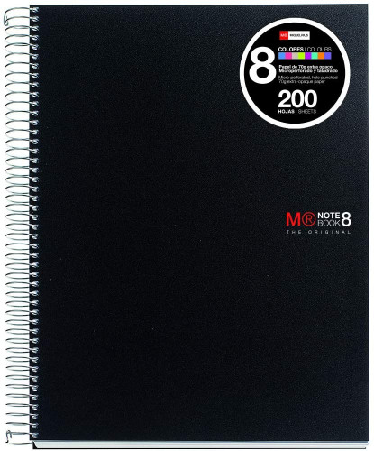 CUADERNO ESPIRAL NB-8 A4 200 HOJAS 5X5MM POLIPROPILENO NEGRO MIQUELRIUS 42006