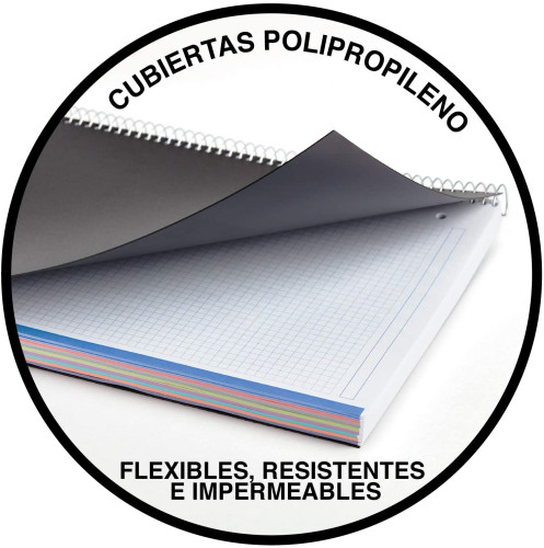 CUADERNO ESPIRAL NB-8 A4 200 HOJAS 5X5MM POLIPROPILENO NEGRO MIQUELRIUS 42006 - Imagen 3