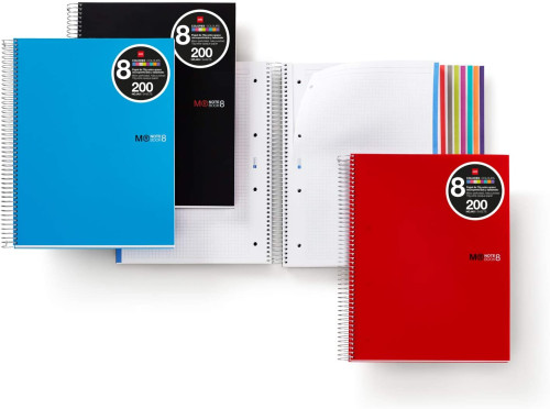CUADERNO ESPIRAL NB-8 A4 200 HOJAS 5X5MM POLIPROPILENO NEGRO MIQUELRIUS 42006 - Imagen 4