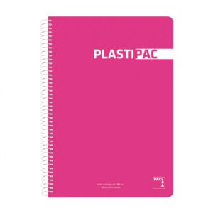 CUADERNO PLASTIPAC 90 GRS. TAPA POLIPROPILENO 4º 80 HOJAS LISO CON MARGEN SURTIDO PACSA 16573