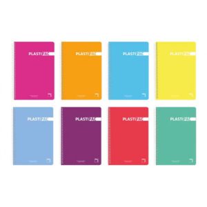 CUADERNO PLASTIPAC 90 GRS. TAPA POLIPROPILENO 4º 80 HOJAS 5X5 CON MARGEN SURTIDO PACSA 15564