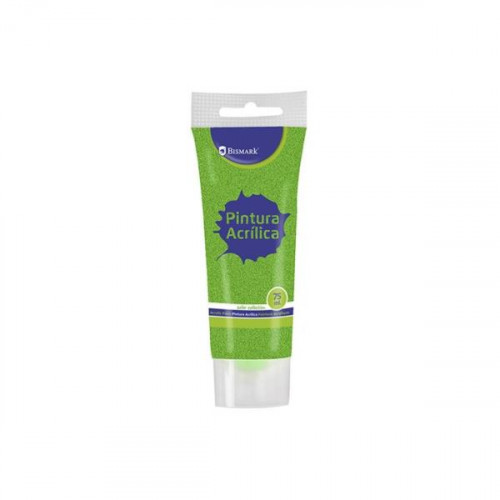 BOTE PINTURA ACRILICA 75 ML VERDE CON GLITTER BISMARK 328675