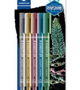 BLÍSTER CON 5 MARCADORES METÁLICOS EN COLORES ORO, PLATA, ROJO, AZUL Y VERDE STAEDTLER 8323-S BK5