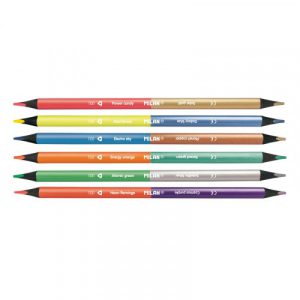 CAJA DE 6 LÁPICES COLORES FLUORESCENTES METALALIZADOS BICOLOR MILAN 7123306B