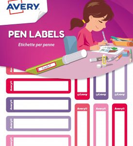 SOBRE 30 ETIQUETAS ADHESIVAS PERMANENTE 50X10MM ROSA Y VIOLETA AVERY RESMI30F-UK