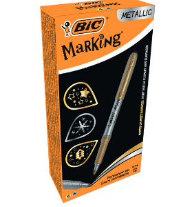 MARCADOR MARKING 1,8MM COLORES ORO Y PLATA METALICOS PERMANENTE BIC 950466