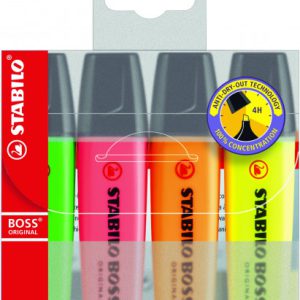 ESTUCHE 4 MARCADORES FLUORESCENTES BOSS TRAZO 2/5MM. SURTIDOS STABILO 70/4