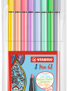 ESTUCHE ROTULADORES PUNTA FIBRA MEDIA 1MM. PEN 8 UNIDADES COLORES PASTEL STABILO 68/8-01