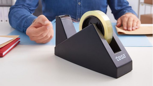 DISPENSADOR SOBREMESA "PORTARROLLOS" EASY CUT ECONOMY PARA ROOLLOS DE 66M. NEGRO TESA 57431-00000-02 - Imagen 2