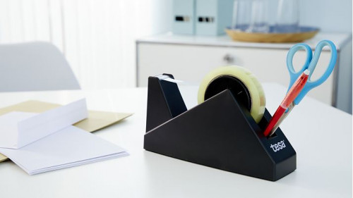 DISPENSADOR SOBREMESA "PORTARROLLOS" EASY CUT ECONOMY PARA ROOLLOS DE 66M. NEGRO TESA 57431-00000-02 - Imagen 4