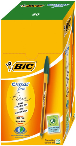 BOLIGRAFO CRISTAL FINE CUERPO NARANJA TRAZO 0,3 MM. COLOR VERDE BIC 872729 - Imagen 2