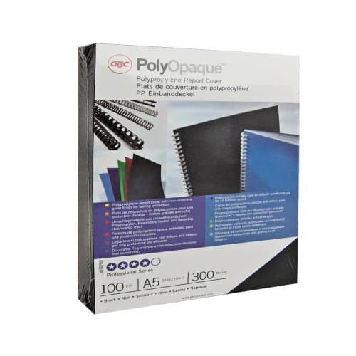CAJA DE 100 CUBIERTAS POLIPROPILENO FORMATO A4 DE 300 MICRAS COLOR NEGRO GBC IB386831 - Imagen 2