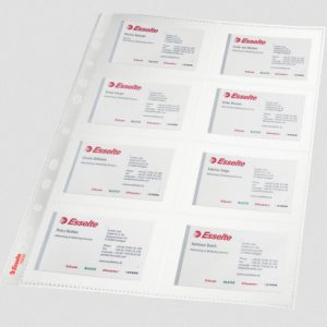 BOLSA 10 FUNDAS TARJETAS VISITAS MULTITALADRO PVC FORMATO A4 110 MICRAS ESSELTE 78930
