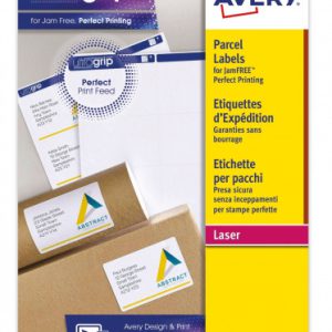 PAQUETE 15 HOJAS ETIQUETAS BLANCAS PARA PAQUETES IMPRESORAS LÁSER 199,6X143,5 MM AVERY L7168-15
