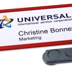 CAJA 10 PORTANOMBRES OFFICE BADGE ROJO CON IMÁN EXTRA FUERTE--37 X 75 MM AVERY 4839R-L