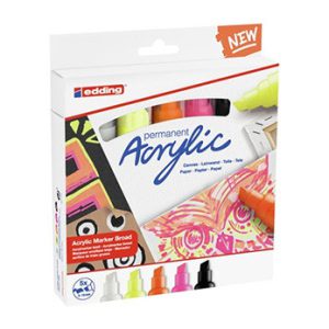 PACK 5 MARCADORES ACRÍLICOS TRAZO 5-10 MM. NEÓN. COLORES: 922, 901, 065, 066 Y 069. EDDING 5000-5-S