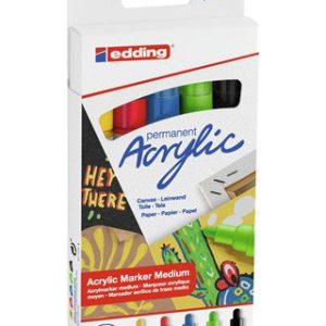 PACK 5 MARCADORES ACRÍLICOS TRAZO 2-3 MM. BÁSICOS. COLORES: 905, 902, 903, 927 Y 901. EDDING 5100-5-S