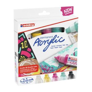 PACK 5 MARCADORES ACRÍLICOS 3D TRAZO 2-3 / 5-10 MM. COLORES: 922, 901, 934, 905 Y 909 EDDING 5400-5-S