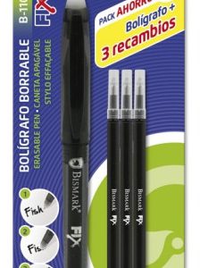 BOLIGRAFO BORRABLE C/CAPUCHON+1 RECAMBIO NEGRO BISMARK 329572