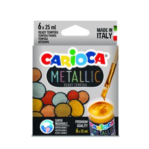 CAJA TÉMPERA METALLIC 6 BOTES 25 ML COLORES METÁLICOS CARIOCA KO026